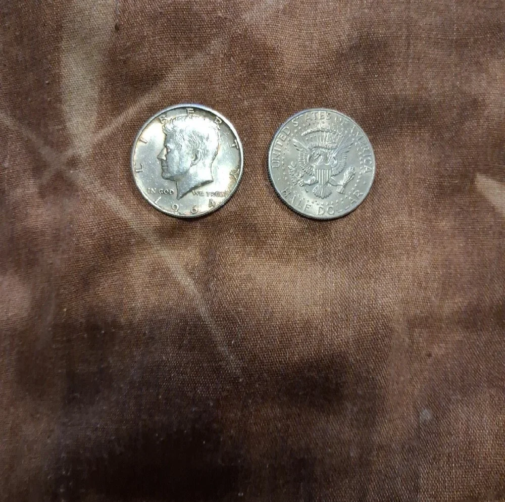 1964 Silver Kennedy Half Dollar Pair - Classic Silver Finish